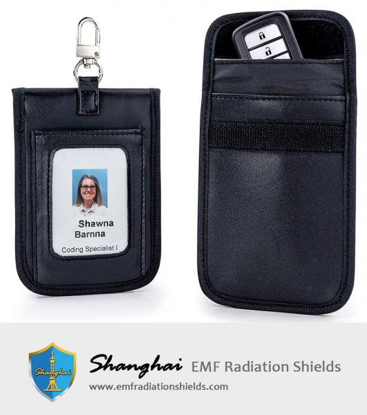 Faraday Pouch for Car Key Fob Protector with ID Card Holder, Keyless Signal Blocking Black Bag, Anti-Theft, Anti-Spying Bag, RFID Blocker